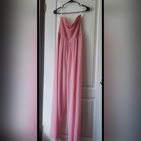 Rose Pink Strapless Wide-Leg Jumpsuit | Size L | NWOT | Flowy & Flattering - Picture 9 of 11